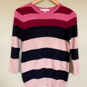 Multicolor wide stripe sweater. 6% rabbit hair.